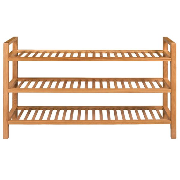 vidaXL Shoe Rack with 3 Shelves 100x27x60 cm Solid Oak Wood