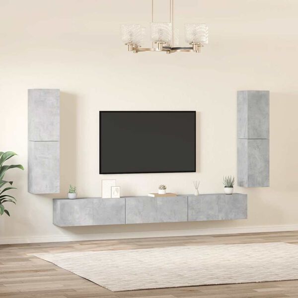 vidaXL 7 Piece TV Cabinet Set Concrete Grey Engineered Wood
