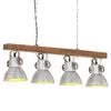vidaXL Ceiling Lamp | Silver and Brown | Iron and Solid Mango Wood | Medium