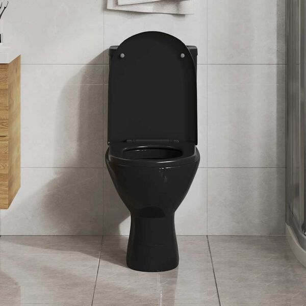 vidaXL Soft-close Toilet Seat with Quick-release Design Black
