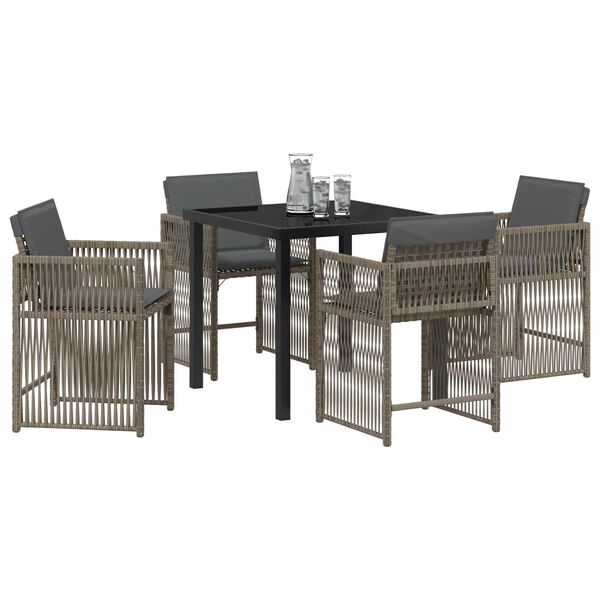 vidaXL Garden Dining Set 5 pcs Grey Poly Rattan