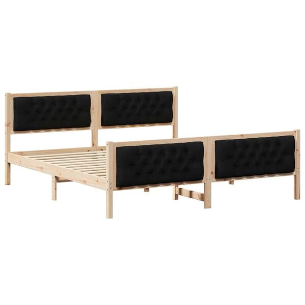 vidaXL Bed Frame with Headboard Black 180 x 200 cm Solid Pine Wood