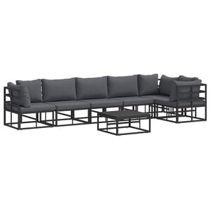 vidaXL Garden Sofa Set with Cushion 7 pcs Black Aluminium