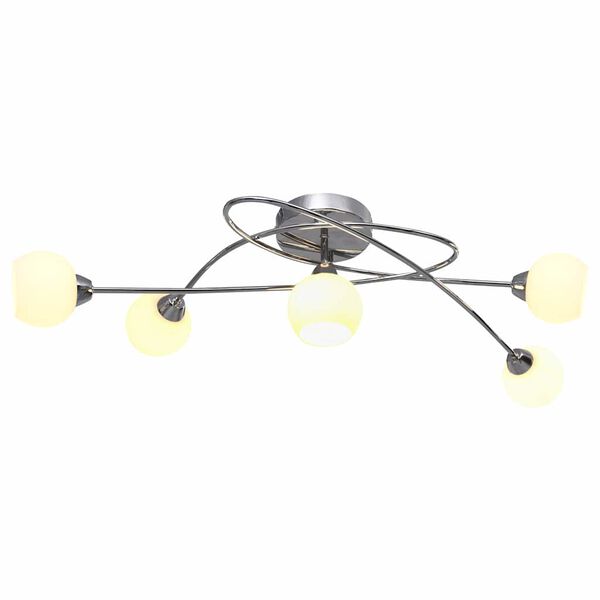 vidaXL Ceiling Lamp with Round White Ceramic Shades for 5 G9 Bulbs