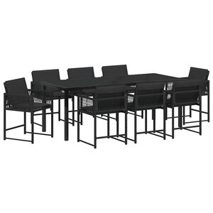 vidaXL Garden Dining Set 9 pcs Black Poly Rattan