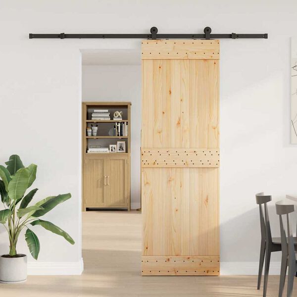 vidaXL Sliding Door with Hardware Set 70x210 cm Solid Wood Pine