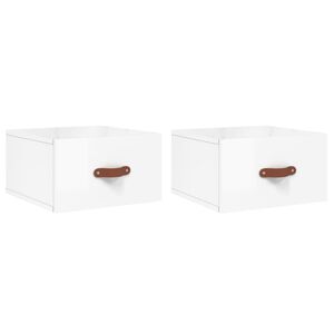 vidaXL Wall-mounted Bedside Cabinets 2 pcs High Gloss White 35x35x20cm