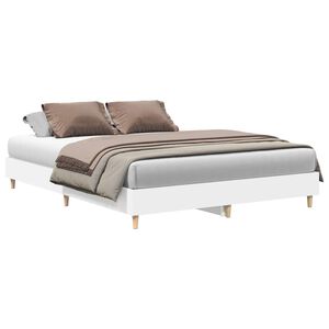 vidaXL Bed Frame No Mattress White 140x200 cm Engineered Wood
