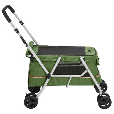 vidaXL Folding Dog Stroller Green 100x49x96 cm Linen Fabric