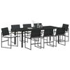 vidaXL Garden Dining Set 9 pcs Black Powder-Coated Steel