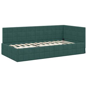 vidaXL Corner Bed Frame with Headboard Dark green 90 x 190 cm Velvet