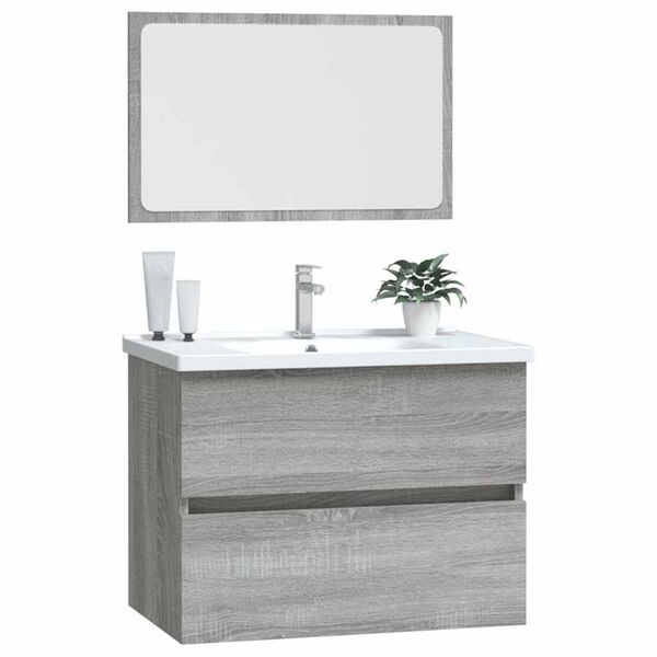 vidaXL 2 Piece Bathroom Furniture Set Grey Sonoma Engineered Wood