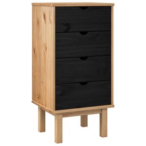 vidaXL Chest of Drawers OTTA Black 45 x 39 x 90 cm Solid Pine Wood
