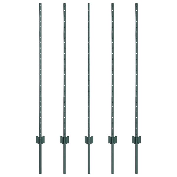 vidaXL Fence Post 5 pcs Green 120 cm Steel