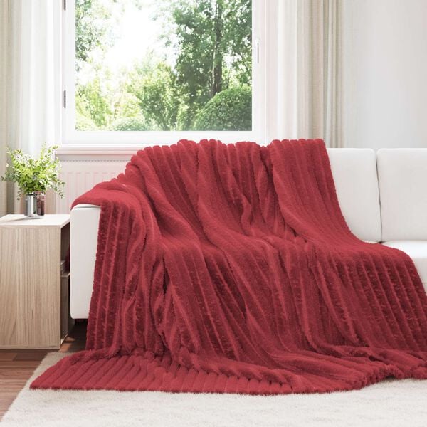 vidaXL Throw Blanket Bordeaux Red 270 x 240 cm Fleece