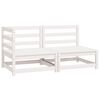 vidaXL 2 Piece Garden Lounge Set White Solid Pinewood