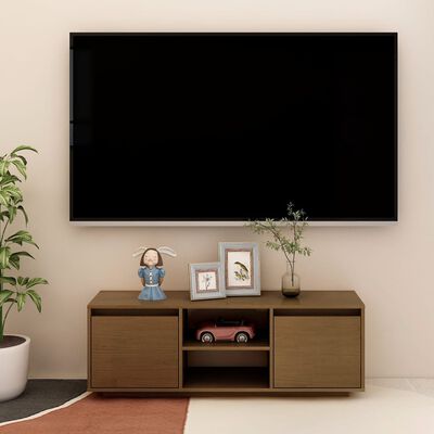 vidaXL TV Cabinet Honey Brown 110x30x40 cm Solid Pinewood