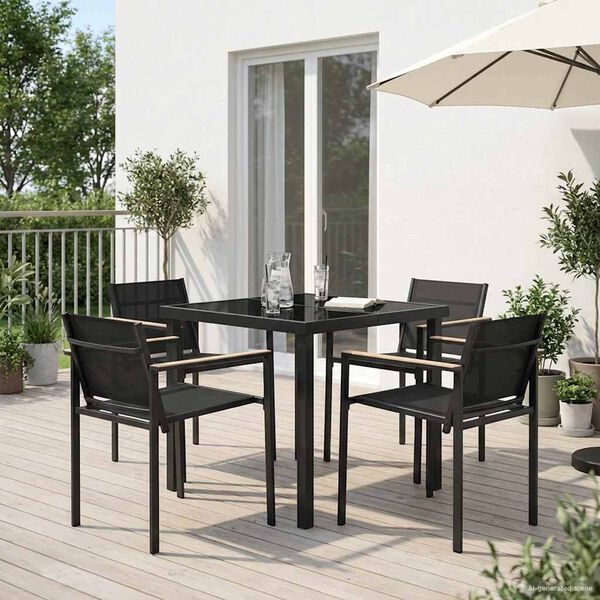 vidaXL Outdoor Furniture Set 5 pcs Black and Anthracite Textilene