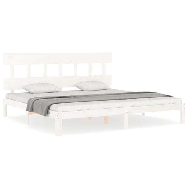 vidaXL Bed Frame without Mattress White Super King Size Solid Wood Pine