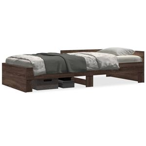 vidaXL Bed Frame without Mattress Brown Oak 75x190 cm Small Single Engineered Wood