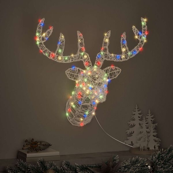 vidaXL Reindeer Head with 140 LEDs Colourful 60 cm Acrylic
