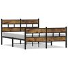 vidaXL Metal Bed Frame without Mattress Smoked Oak 135x190 cm Double