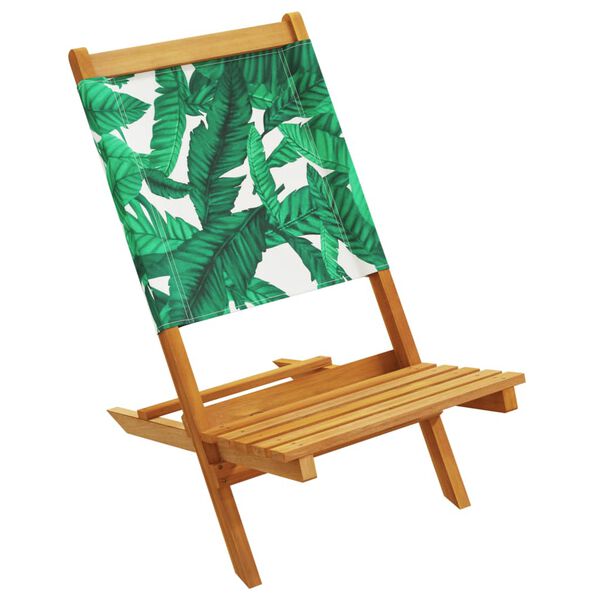 vidaXL Garden Chairs 2 pcs Leaf Pattern Solid Wood Acacia and Fabric