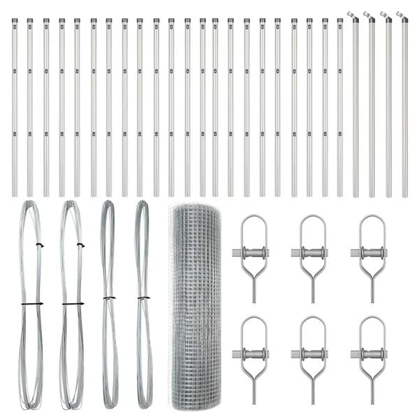 vidaXL Fence Post Silver 50 x 0.4 m (25 x 25 mm mesh) Steel