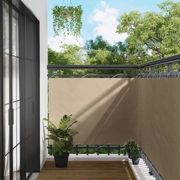 vidaXL Balcony Screen Beige 120 x 200 cm PU coated oxford alu
