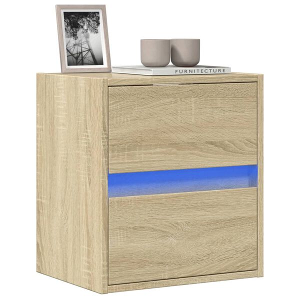 vidaXL TV Wall Cabinet with LED Lights Sonoma Oak 41x31x45 cm