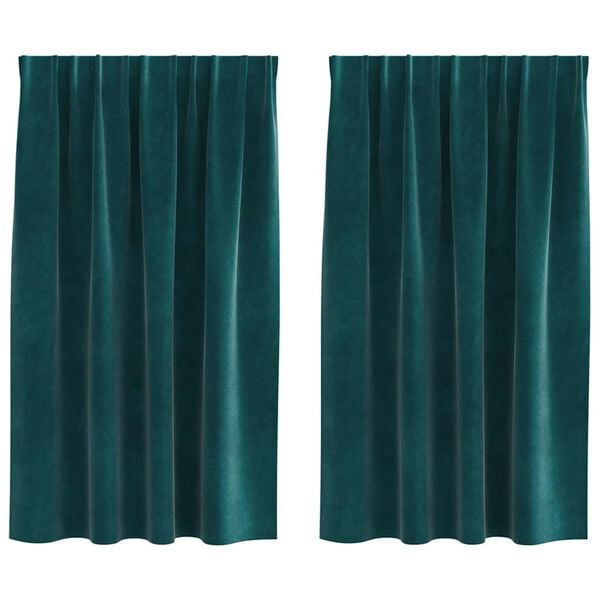 vidaXL Blackout Curtains 2 pcs Dark Green 140 x 140 cm Velvet
