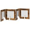vidaXL Foldable Dog Gate with Stands 4 pcs Smoked Oak 241 cm