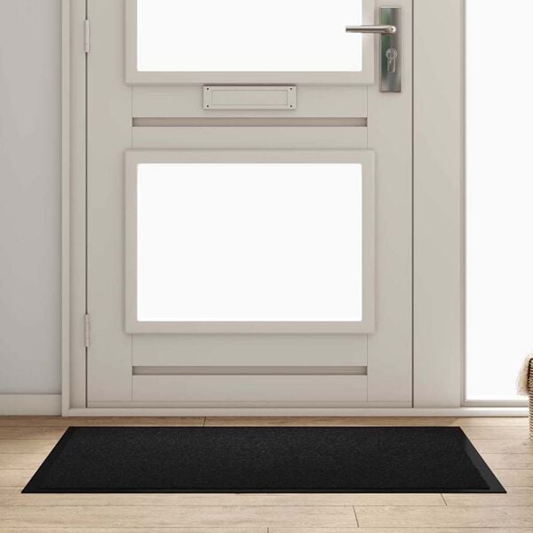 vidaXL Door Mat Black 120 x 80 x 1.2 cm Teddy Fabric