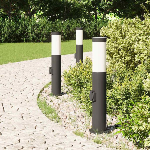 vidaXL Bollard Lights with Outlet 3pcs 50 cm Stainless Steel IP44