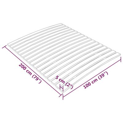 vidaXL Slatted Bed Base with 17 Slats 100x200 cm
