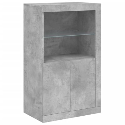 vidaXL Side Cabinet with LED Lights Concrete Grey Engineered Wood
