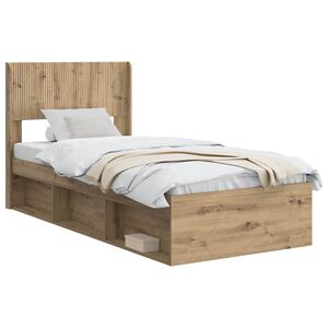 vidaXL Bed Frame with Storage and Headboard Artisan Oak 75 x 190 cm