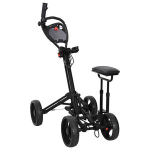 vidaXL Golf Trolley with Seat Black Aluminium Foldable