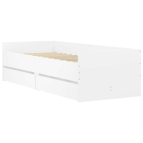 vidaXL Bed Frame with Drawers without Mattress White 90x190 cm Single