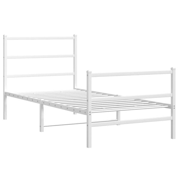vidaXL Metal Bed Frame without Mattress with Footboard&nbsp;White 90x190cm
