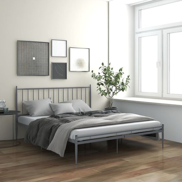 vidaXL Bed Frame without Mattress Grey Metal 180x200 cm Super King