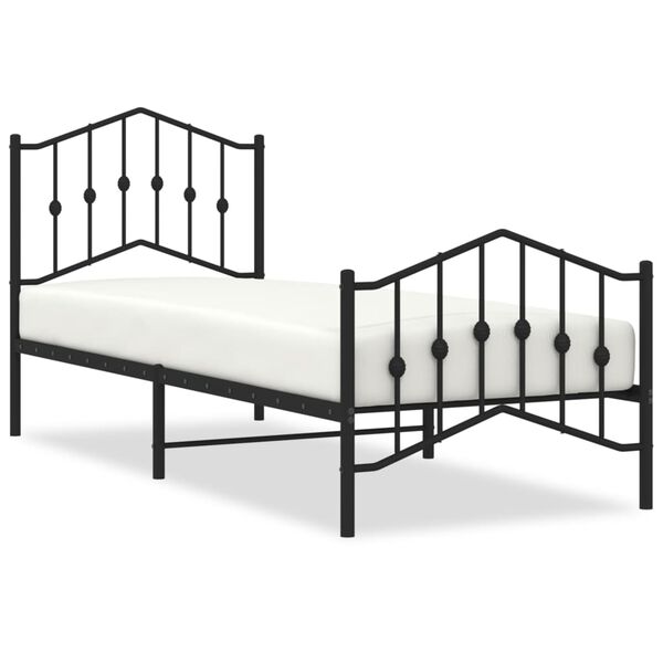 vidaXL Metal Bed Frame without Mattress with Footboard&nbsp;Black 80x200cm