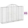 vidaXL Arched Gabion Baskets 5 pcs 200x30x120/140 cm Galvanised Iron
