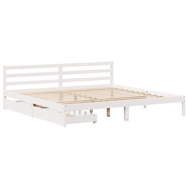 vidaXL Bed Frame without Mattress White 200x200 cm Solid Wood Pine