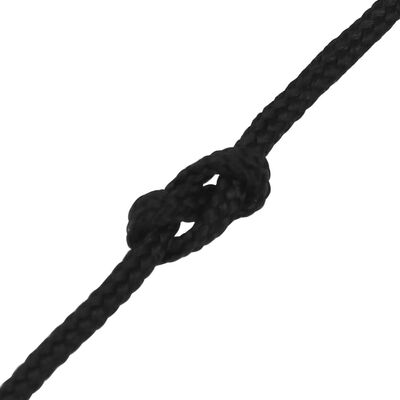 vidaXL Boat Rope Full Black 4 mm 25 m Polypropylene