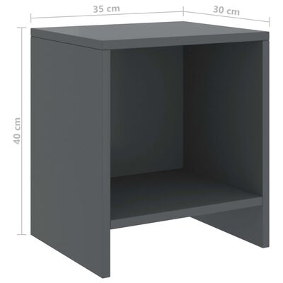 vidaXL Bedside Cabinets 2 pcs Dark Grey 35x30x40 cm Solid Pinewood
