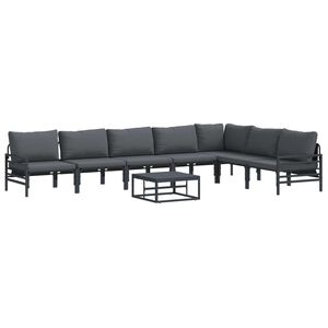 vidaXL Garden Sofa Set with Cushion 8 pcs Black Steel