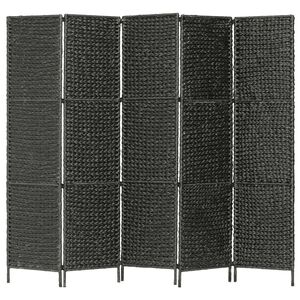 vidaXL 5-Panel Room Divider Black 193x160 cm Water Hyacinth