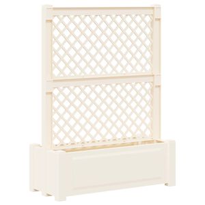 vidaXL Big Planter with Trellis White 99.5 x 43 x 133.5 PP