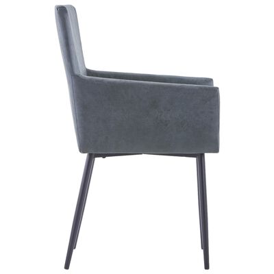 vidaXL Dining Chairs with Armrests 4 pcs Grey Faux Suede Leather